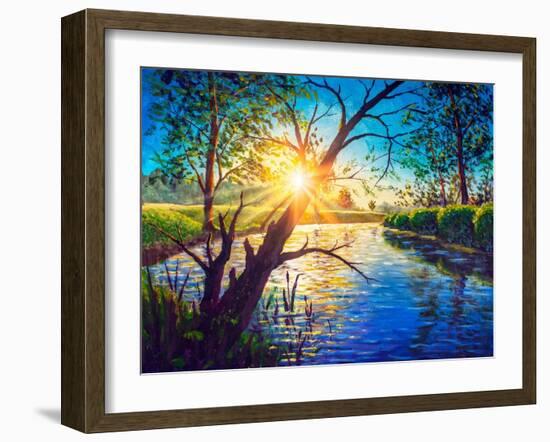 Sunset River-Valery Rybakow-Framed Art Print