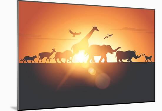 Sunset Safari-Solarseven-Mounted Poster