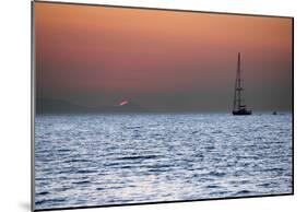 Sunset Sailboat Aegean Sea Santorini Greece-null-Mounted Poster