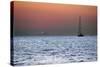 Sunset Sailboat Aegean Sea Santorini Greece-null-Stretched Canvas