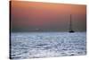 Sunset Sailboat Aegean Sea Santorini Greece-null-Stretched Canvas