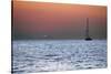 Sunset Sailboat Aegean Sea Santorini Greece-null-Stretched Canvas