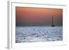 Sunset Sailboat Aegean Sea Santorini Greece-null-Framed Photo