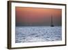 Sunset Sailboat Aegean Sea Santorini Greece-null-Framed Photo