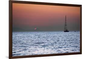 Sunset Sailboat Aegean Sea Santorini Greece-null-Framed Photo