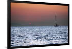 Sunset Sailboat Aegean Sea Santorini Greece-null-Framed Photo