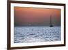 Sunset Sailboat Aegean Sea Santorini Greece-null-Framed Photo