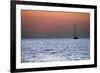 Sunset Sailboat Aegean Sea Santorini Greece-null-Framed Photo