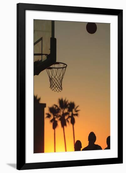 Sunset scenes, Venice Beach, Southern California, USA. Outdoor basketball court-Stuart Westmorland-Framed Premium Photographic Print