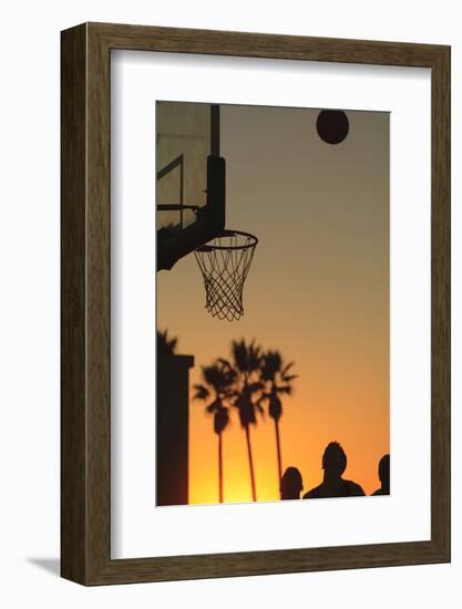 Sunset scenes, Venice Beach, Southern California, USA. Outdoor basketball court-Stuart Westmorland-Framed Photographic Print