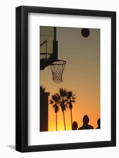 Sunset scenes, Venice Beach, Southern California, USA. Outdoor basketball court-Stuart Westmorland-Framed Photographic Print