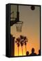 Sunset scenes, Venice Beach, Southern California, USA. Outdoor basketball court-Stuart Westmorland-Framed Stretched Canvas