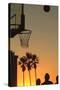 Sunset scenes, Venice Beach, Southern California, USA. Outdoor basketball court-Stuart Westmorland-Stretched Canvas