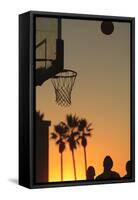 Sunset scenes, Venice Beach, Southern California, USA. Outdoor basketball court-Stuart Westmorland-Framed Stretched Canvas