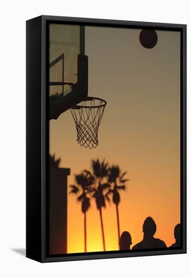 Sunset scenes, Venice Beach, Southern California, USA. Outdoor basketball court-Stuart Westmorland-Framed Stretched Canvas