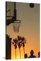 Sunset scenes, Venice Beach, Southern California, USA. Outdoor basketball court-Stuart Westmorland-Stretched Canvas