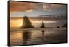 Sunset Sea Stacks-Danny Head-Framed Stretched Canvas