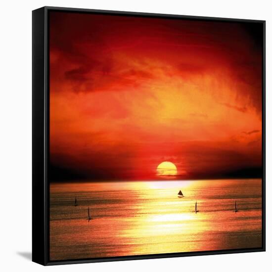 Sunset Sea-Jurek Nems-Framed Stretched Canvas