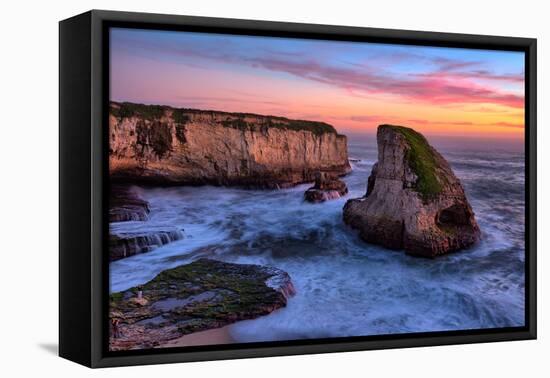 Sunset Seascape, Shark Fin Cove, Davenport, Santa Cruz, Pacific Ocean-Vincent James-Framed Stretched Canvas