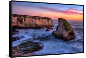 Sunset Seascape, Shark Fin Cove, Davenport, Santa Cruz, Pacific Ocean-Vincent James-Framed Stretched Canvas