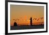 Sunset Silhouettes the Grand Haven Lighthouse in Grand Haven, Michigan, Usa-Chuck Haney-Framed Photographic Print