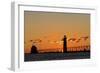 Sunset Silhouettes the Grand Haven Lighthouse in Grand Haven, Michigan, Usa-Chuck Haney-Framed Photographic Print