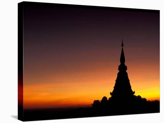 Sunset Sillouhette of Buddhist Temple, Thailand-Merrill Images-Stretched Canvas