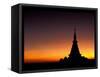 Sunset Sillouhette of Buddhist Temple, Thailand-Merrill Images-Framed Stretched Canvas