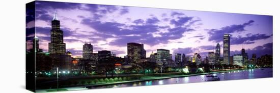 Sunset, Sky, Skyline, Twilight, Downtown, City Scene, Loop, Chicago, Illinois, USA-null-Stretched Canvas
