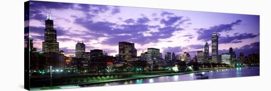 Sunset, Sky, Skyline, Twilight, Downtown, City Scene, Loop, Chicago, Illinois, USA-null-Stretched Canvas