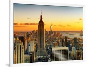 Sunset Skyscraper Landscape, Empire State Building and One World Trade Center, Manhattan, New York-Philippe Hugonnard-Framed Photographic Print