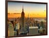 Sunset Skyscraper Landscape, Empire State Building and One World Trade Center, Manhattan, New York-Philippe Hugonnard-Framed Photographic Print