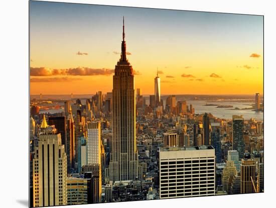 Sunset Skyscraper Landscape, Empire State Building and One World Trade Center, Manhattan, New York-Philippe Hugonnard-Mounted Photographic Print