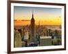 Sunset Skyscraper Landscape, Empire State Building and One World Trade Center, Manhattan, New York-Philippe Hugonnard-Framed Photographic Print