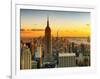 Sunset Skyscraper Landscape, Empire State Building and One World Trade Center, Manhattan, New York-Philippe Hugonnard-Framed Photographic Print