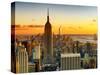 Sunset Skyscraper Landscape, Empire State Building and One World Trade Center, Manhattan, New York-Philippe Hugonnard-Stretched Canvas