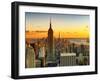 Sunset Skyscraper Landscape, Empire State Building and One World Trade Center, Manhattan, New York-Philippe Hugonnard-Framed Photographic Print