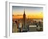 Sunset Skyscraper Landscape, Empire State Building and One World Trade Center, Manhattan, New York-Philippe Hugonnard-Framed Photographic Print