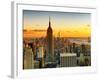 Sunset Skyscraper Landscape, Empire State Building and One World Trade Center, Manhattan, New York-Philippe Hugonnard-Framed Premium Photographic Print