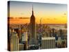 Sunset Skyscraper Landscape, Empire State Building and One World Trade Center, Manhattan, New York-Philippe Hugonnard-Stretched Canvas