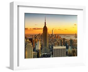 Sunset Skyscraper Landscape, Empire State Building and One World Trade Center, Manhattan, New York-Philippe Hugonnard-Framed Photographic Print