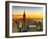 Sunset Skyscraper Landscape, Empire State Building and One World Trade Center, Manhattan, New York-Philippe Hugonnard-Framed Premium Photographic Print