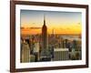 Sunset Skyscraper Landscape, Empire State Building and One World Trade Center, Manhattan, New York-Philippe Hugonnard-Framed Photographic Print