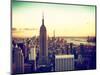 Sunset Skyscraper Landscape, Empire State Building and One World Trade Center, Manhattan, New York-Philippe Hugonnard-Mounted Photographic Print