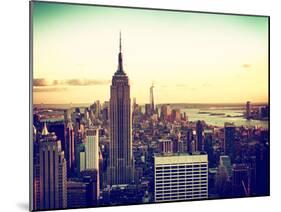 Sunset Skyscraper Landscape, Empire State Building and One World Trade Center, Manhattan, New York-Philippe Hugonnard-Mounted Premium Photographic Print