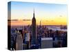 Sunset Skyscraper Landscape, Empire State Building and One World Trade Center, Manhattan, New York-Philippe Hugonnard-Stretched Canvas