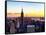 Sunset Skyscraper Landscape, Empire State Building and One World Trade Center, Manhattan, New York-Philippe Hugonnard-Framed Stretched Canvas