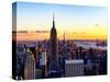 Sunset Skyscraper Landscape, Empire State Building and One World Trade Center, Manhattan, New York-Philippe Hugonnard-Stretched Canvas