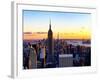 Sunset Skyscraper Landscape, Empire State Building and One World Trade Center, Manhattan, New York-Philippe Hugonnard-Framed Art Print