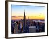 Sunset Skyscraper Landscape, Empire State Building and One World Trade Center, Manhattan, New York-Philippe Hugonnard-Framed Art Print